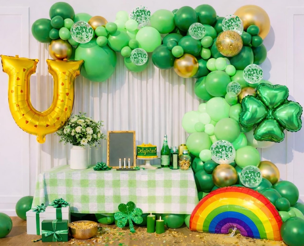 Beaumode Green St. Patrick’s Day Balloon Arch Garland Kit with 16ft,