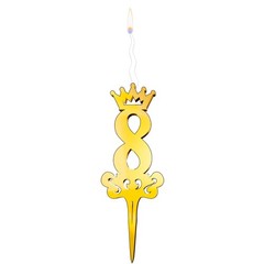 Gold Glitter Number 8 – Luxury Cake Topper Candle for Birthdays, Weddings & A…