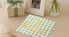 Oh Baby’ Baby Shower Decorations, 50 Pack, Gold Oh Baby Napkins in Plaid Sage