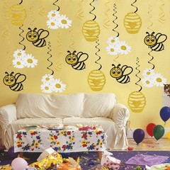 Honey Bumble Bee Hanging Swirl Decorations – Glitter 21 Pcs Bee Baby Shower P…