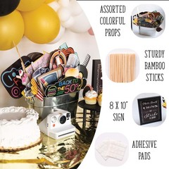 50s Photo Booth Props Kit 41 PCS 8×10 Inch Sign Sock Hop Party Decoration