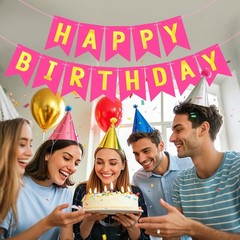 Happy Birthday Banner Sign Wall Door Hanging Banners Flag for Party