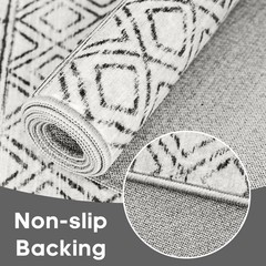 BYYVOO 2×3 Entryway Rug Washable – Moroccan 2′ x 3′ (Rectangular), Geo Grey