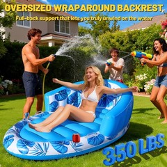 New FluSing Inflatable Tanning Pool Lounger Float 63″ x 39″ Sunbathing Bed with
