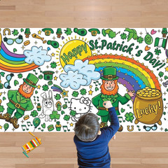 St Patricks Day Giant Coloring Tablecloth,St Patricks Day Crafts for Kids – 72X3