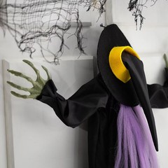 Morris Costumes 2.5 ft Hanging Animated Crashed Witch – Black