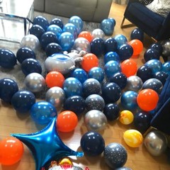 Blue Orange Space Balloons, 55 Pcs Set – Natural Latex Navy Blue and Orange