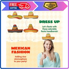24 Pcs Cinco de Mayo Sombrero Headbands Mexican Fiesta Party Decorations Props