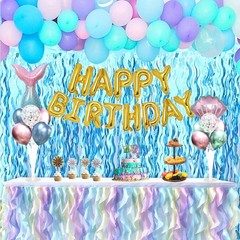 Mermaid Table Decoration Balloon Holder Kit 4 Sets with 2 Shell Foil Balloons…