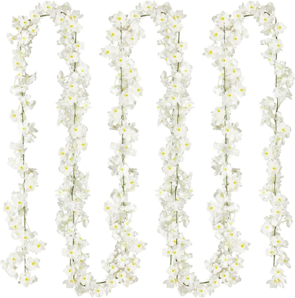 Cherry Blossom Garland Artificial Cherry Flower Vines 2 Pack Hanging Silk