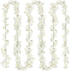 Cherry Blossom Garland Artificial Cherry Flower Vines 2 Pack Hanging Silk