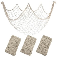 3 Pack Fish Net Decorations 80×40 Inch Beige Fishing Net Decor for Priate Un…