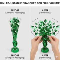 4 Pack St. Patrick’s Day Centerpieces – Green Foil Shamrock Spray Table Decor…