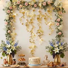 Gold Leaves Vine Garland Artificial Flowers Garland Leaf String Banner Greek