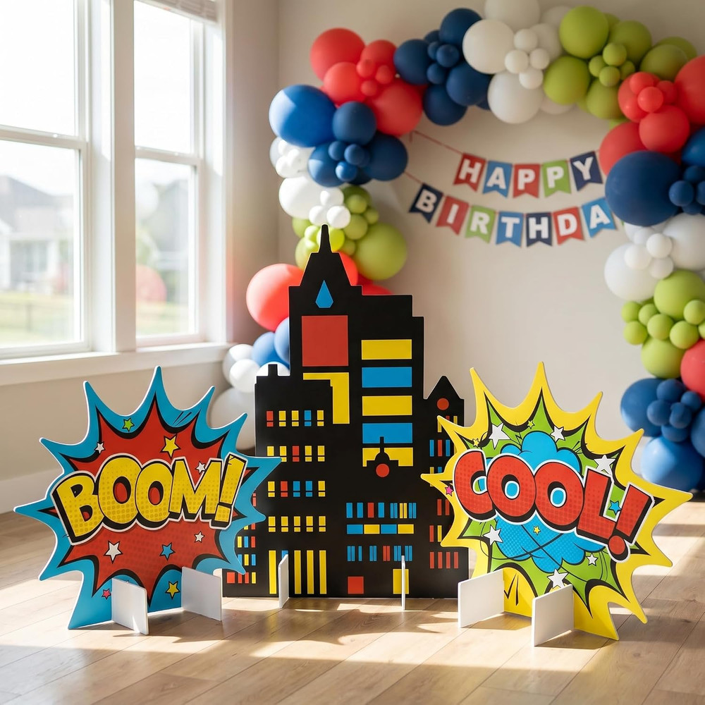 Hero Theme Party Decorations Super Theme Hero Cardboard Cutout Stand up Large 3D