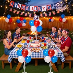 Balloon Centerpiece Kit for Table 4 Sets Balloon Stand with 40 Red White Blue…