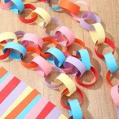 600 Sheets Rainbow Chain Strips and Mirror Star Garland 13 Feet Crafts Banner…
