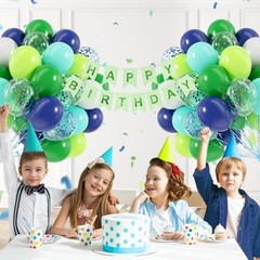 60pcs Blue and Green Balloons 12inch, Navy Blue Lime Green Blue Green White