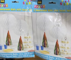 Rainbow Foil Tails Honeycomb Balls 4- 8in. 2 In Each Pack Rainbow Party Decor