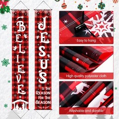 Christmas Front Porch Banners Winter Religious Nativity Scene Sign Holiday Ha…