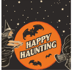 Beistle Halloween Table Cover _ Witch _ Happy Haunting _ Party Decor_Oh What Fun