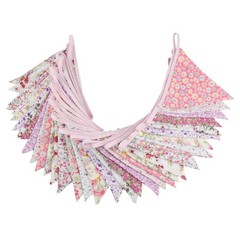 10M/32Ft Triangle Bunting Banner, 36 Pcs Cotton Fabric Flags Pennant Garlands…