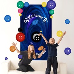 Button Party Decorations Button-Themed Door Cover Set with Removable PVC Stic…