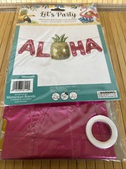 2 LUAU Beach Hawaiian Pineapple Party Decoration ALOHA Mylar Ballon BANNER