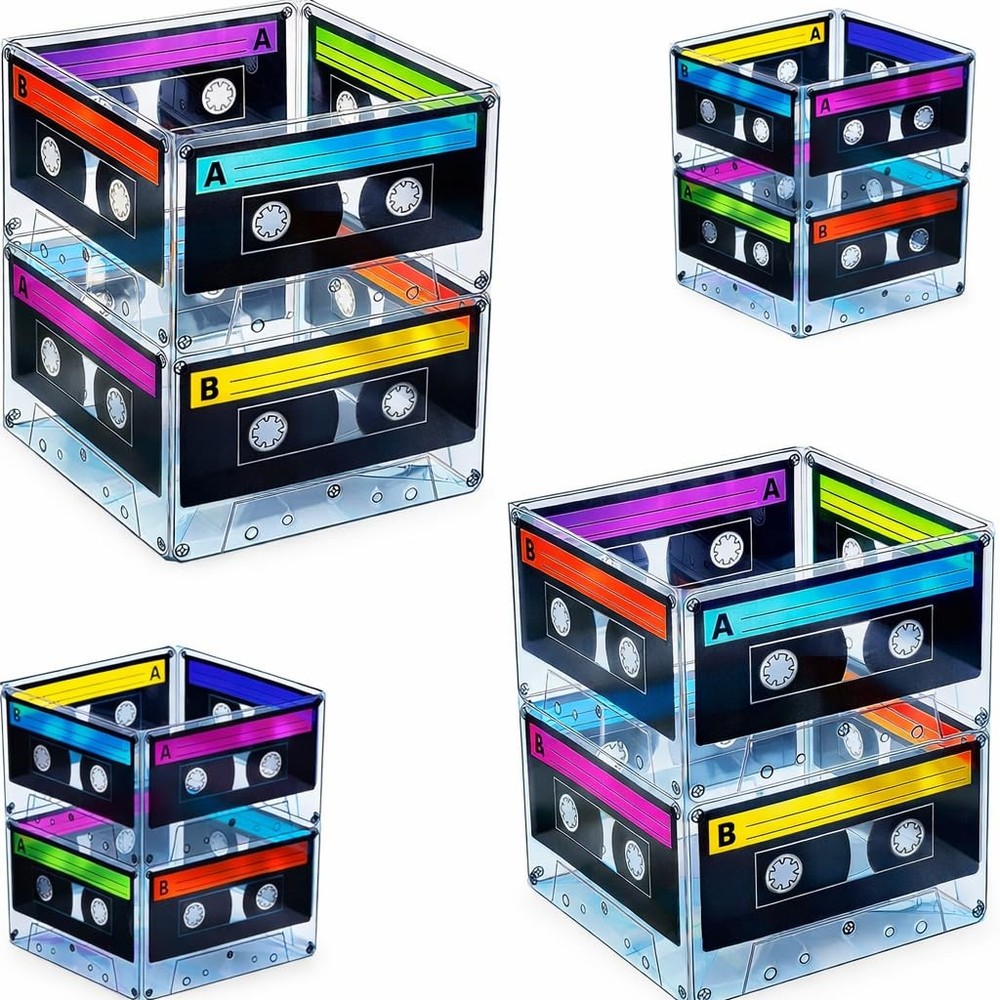 Cassette Tape Bucket Centerpiece (Pack of 4) 80s Party Supplies, 90’s Theme P…