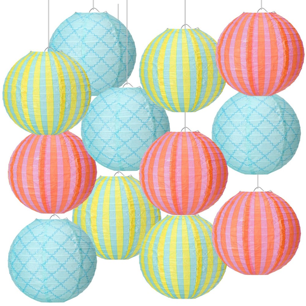 Baquler 8in Pool Party Lanterns Funny Colors Summer
