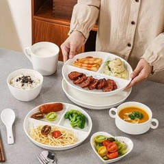 (5 Pack) Portion Control Plate for Balanced Eating, 9inch, White – 5PACK-9IN