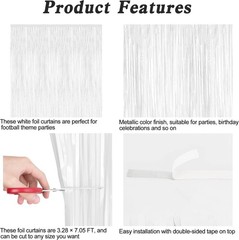 Versatile Metallic Foil Fringe Curtains – 2 Pack 3.28 x 7.05 Feet Backdrop