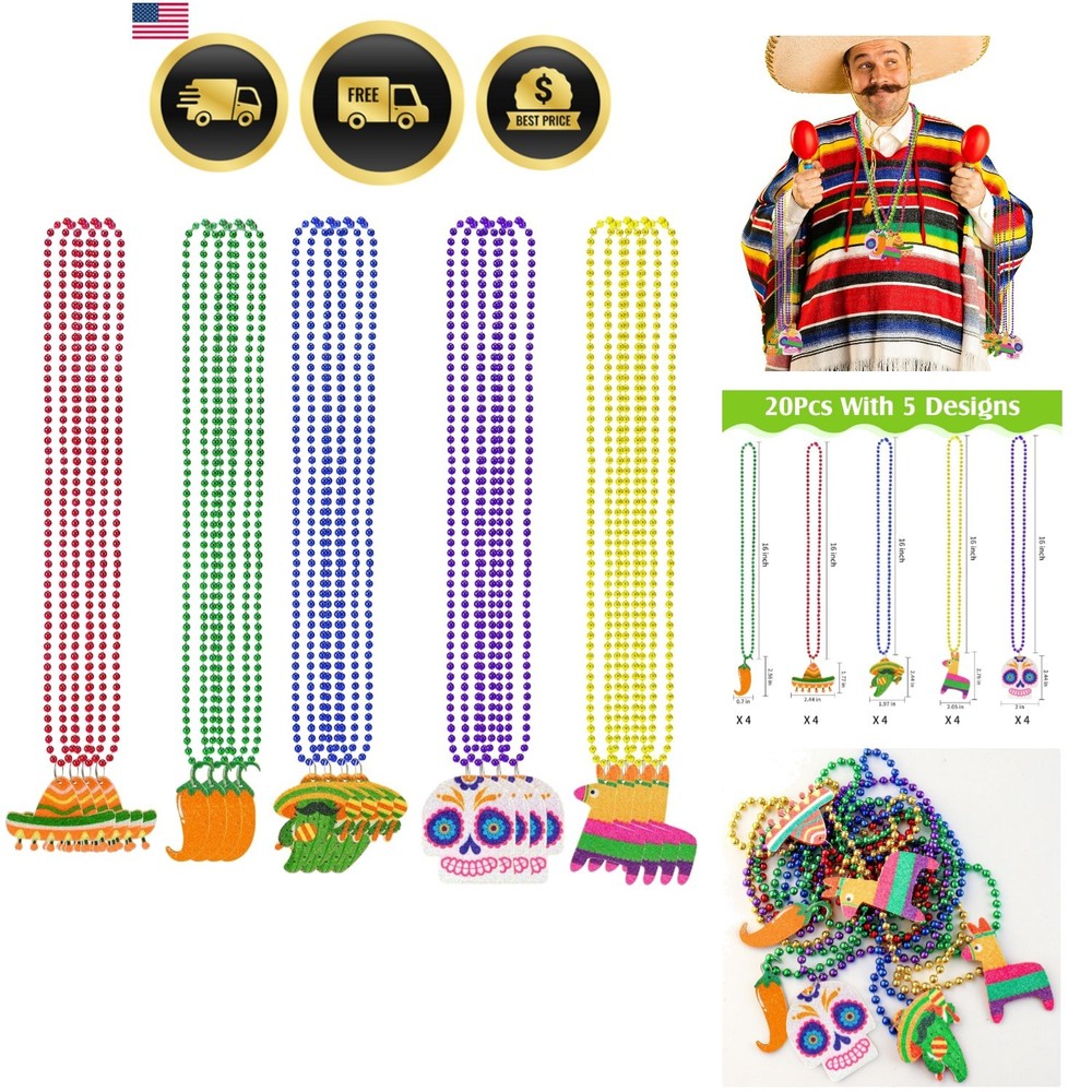 Fiesta Beaded Necklaces 20pcs Cinco De Mayo Party Favors Mexican Celebration …