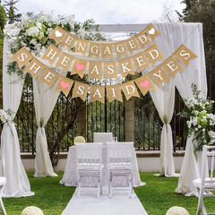 3 Pieces She Said Yes Banner Engaged Sign Burlap Banner He Asked She Said Yes De