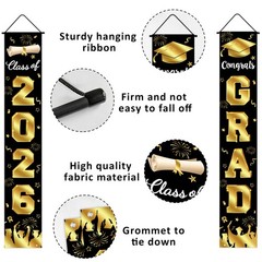 Graduation Decorations 2026 Porch Banner, 70.9 x 11.8 inches, Black