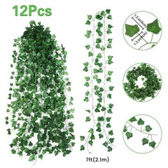 LAFORET Fake Vines for Room Decor(12 Pack 84ft), Home Bedroom 84 feet, Green