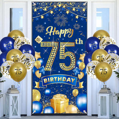 75th Birthday Party Decorations for Men Navy Blue Gold Happy 75th Birthday Banne