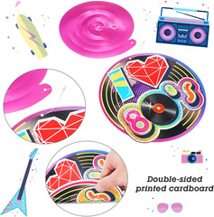 53 Pcs 80S Party Decorations Retro Hanging Swirls for 1980S Birthday Neon Party