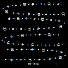 Number 10 Birthday Decor, Twinkle Star Garland, Party Backdrop, Multicolor