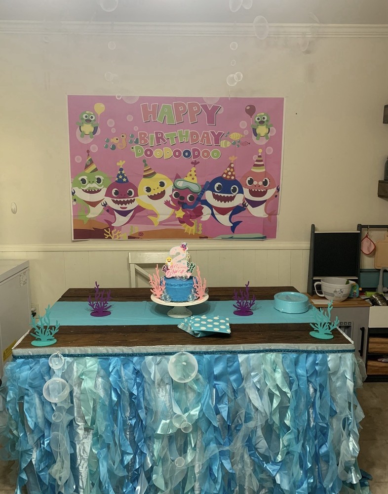 Blue Tulle Table Skirt Solid Ocean Theme Birthday Party Table Decoration