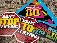 80’S Theme PARTY DECOR / Girls Just Want…Fun NEON – Huge Lot Banners, Favors +