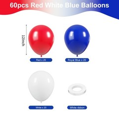 Red White and Blue Balloons – 60 Pack 12 inch for 4th of July Decorations Ind…