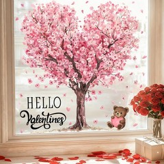 Heirloom Haven 6 Sheets Large Valentine’s Day Window 32 inches, Pink
