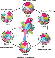Tropical Birds Honeycomb Parrot Paper 3D Cutouts Hanging Ornaments Hawaiian Them