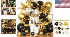 Black Gold Balloon Arch Kit for 2026 Graduation & Parties