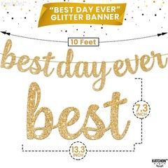 Glitter Best Day Ever Banner – 10 Feet, No DIY | Best Day Ever Sign Grad Banner,