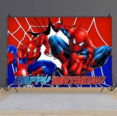 Spider Birthday Party Decorations, 5X3Ft Happy Birthday Back Drop Banner Theme B