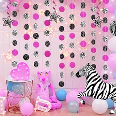 Zebra Passion Pink Hanging Swirl Decorations One Size, Multi Color