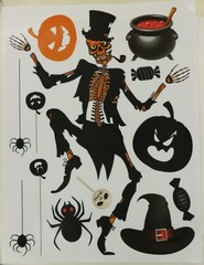 SKELETONS, WITCHES, WEREWOLF, ZOMBIES – HALLOWEEN WALL & WINDOW DECOR – 35×27 CM
