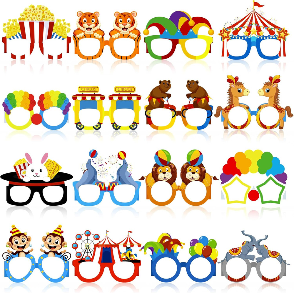 60Pcs Circus Paper Glasses Party Decorations for Adults Bulk, Carnival Theme Pho